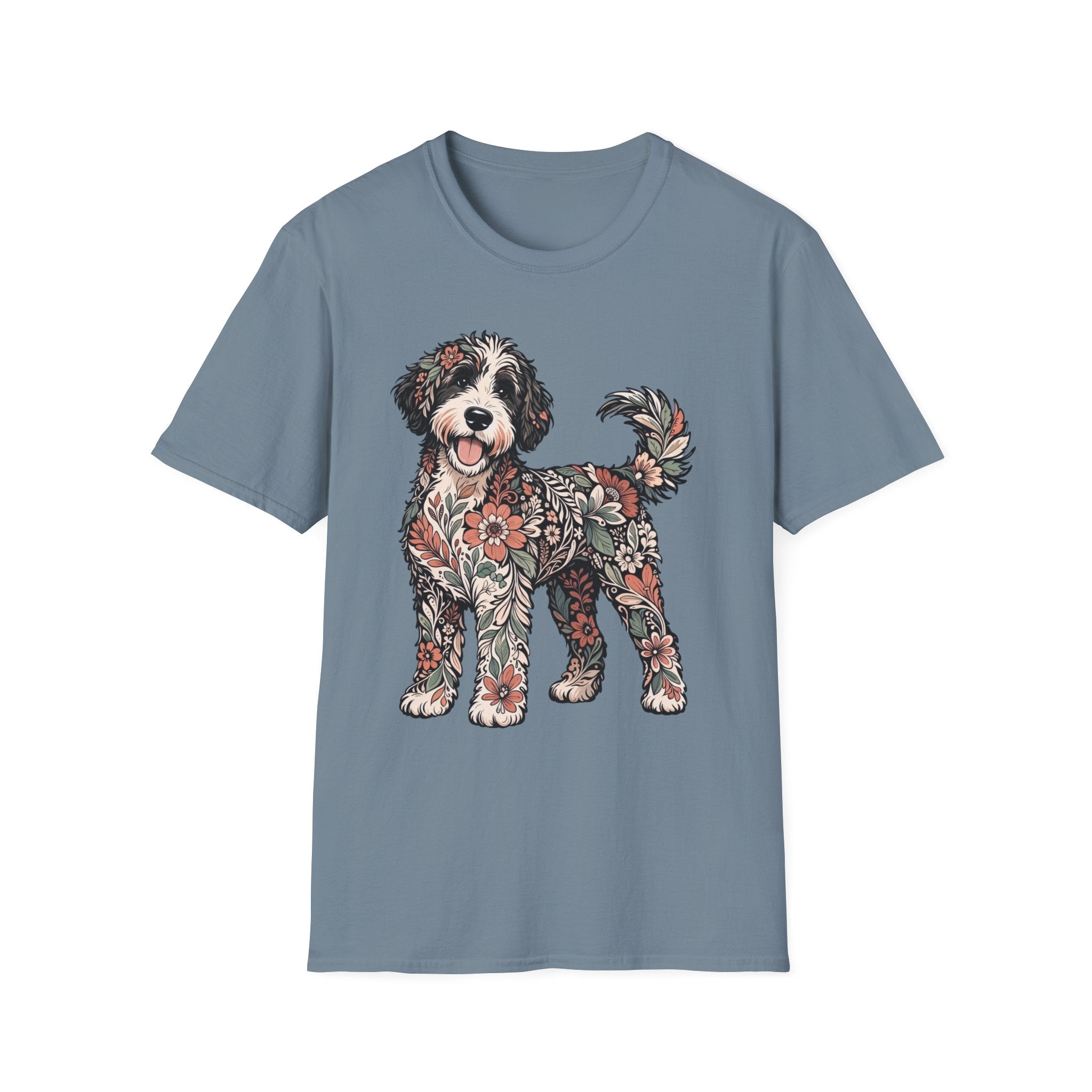 Standing Floral Bernedoodle T-Shirt