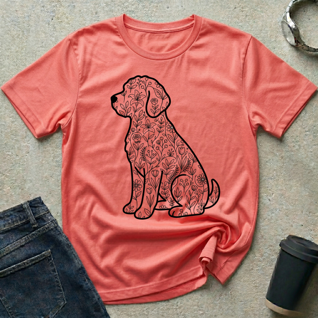Floral Retriever Silhouette T-Shirt