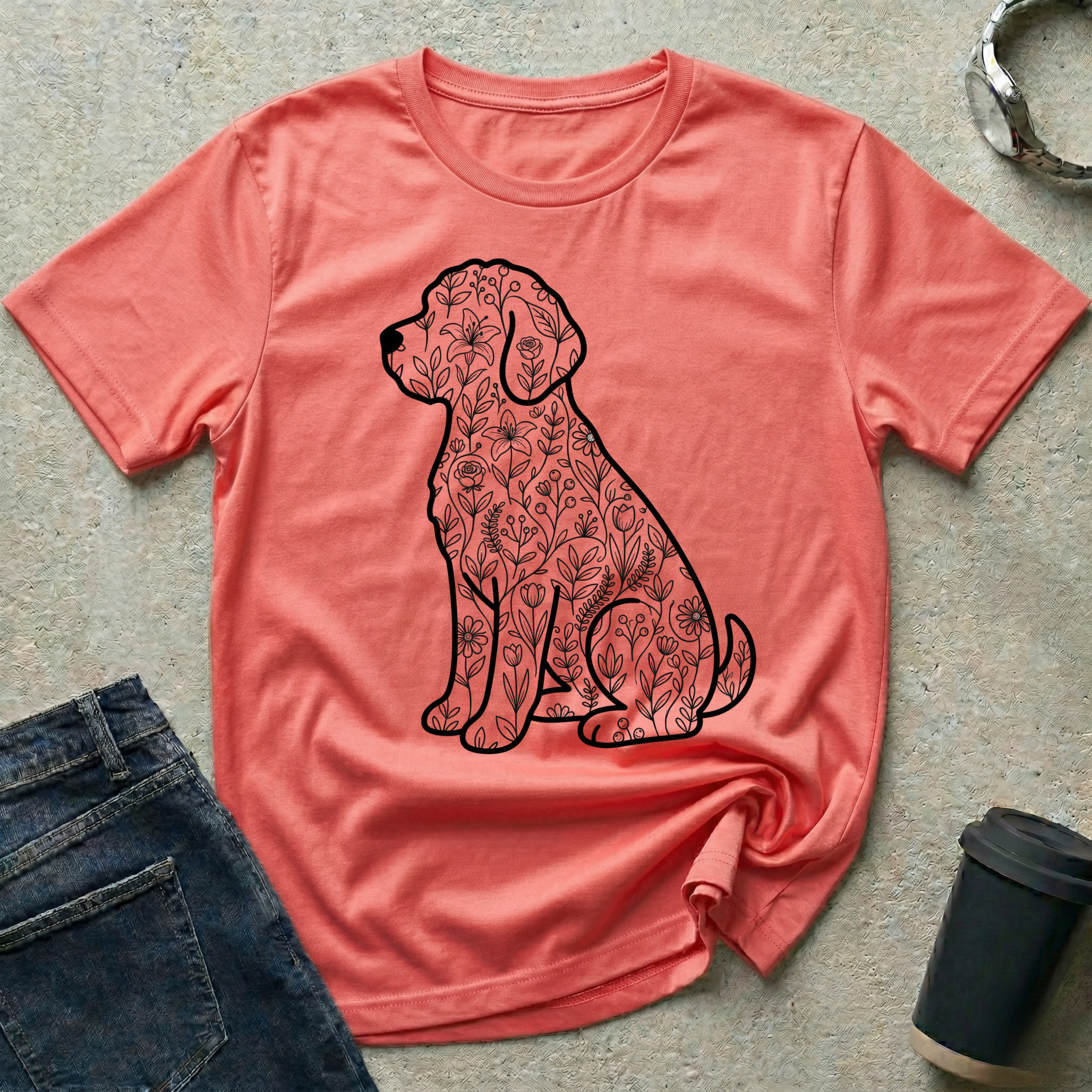 Floral Retriever Silhouette T-Shirt