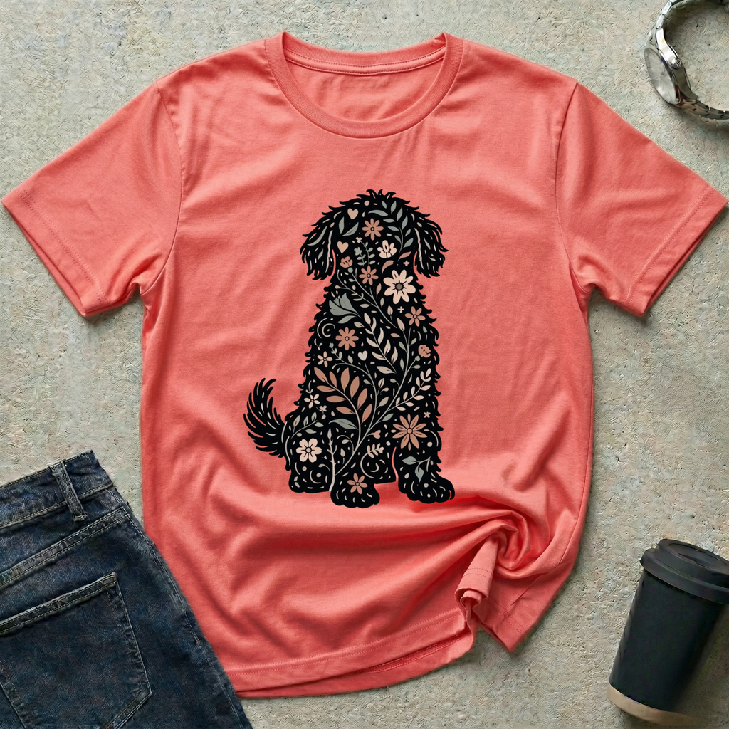 Floral Dog Silhouette T-Shirt