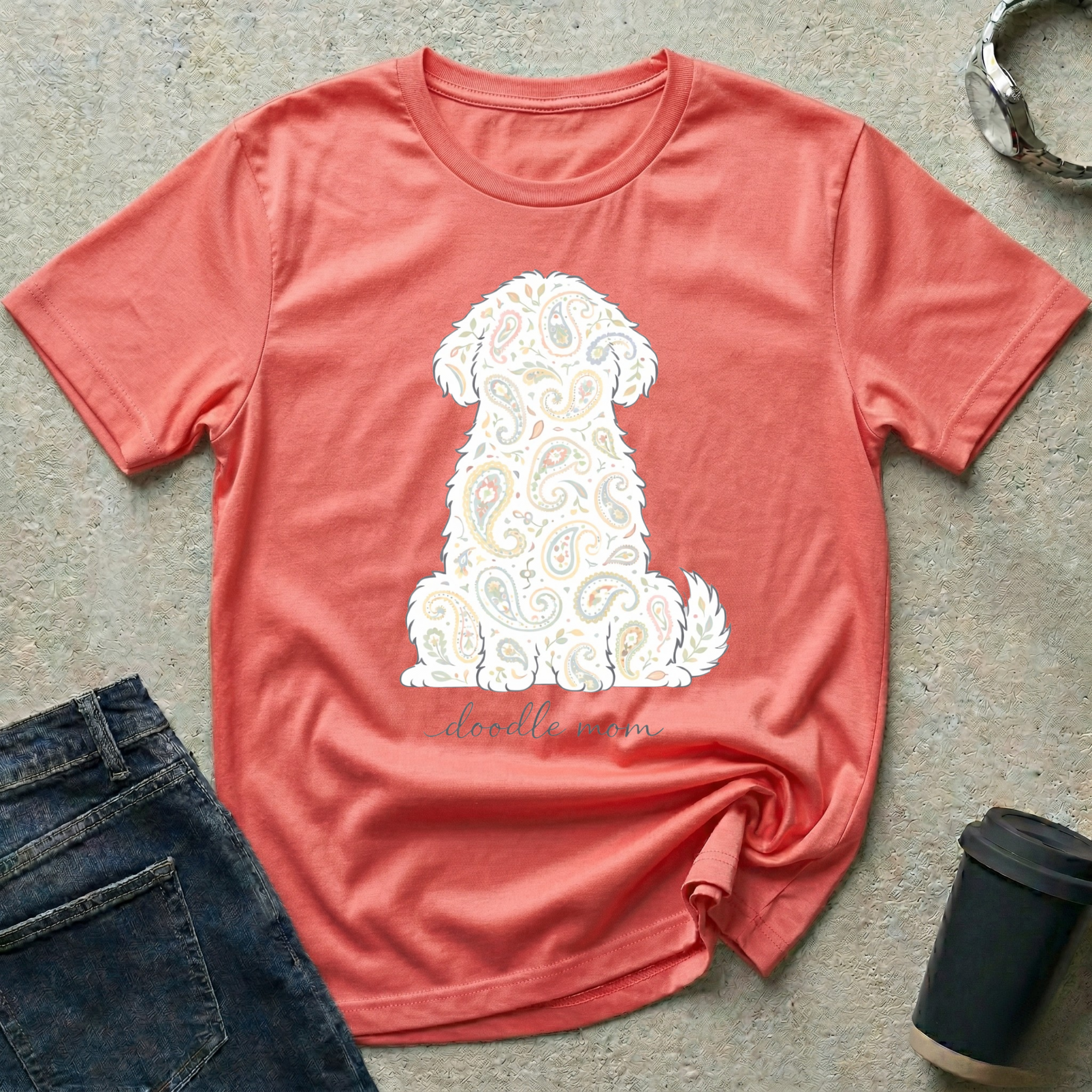 Paisley Doodle Mom Silhouette T-Shirt