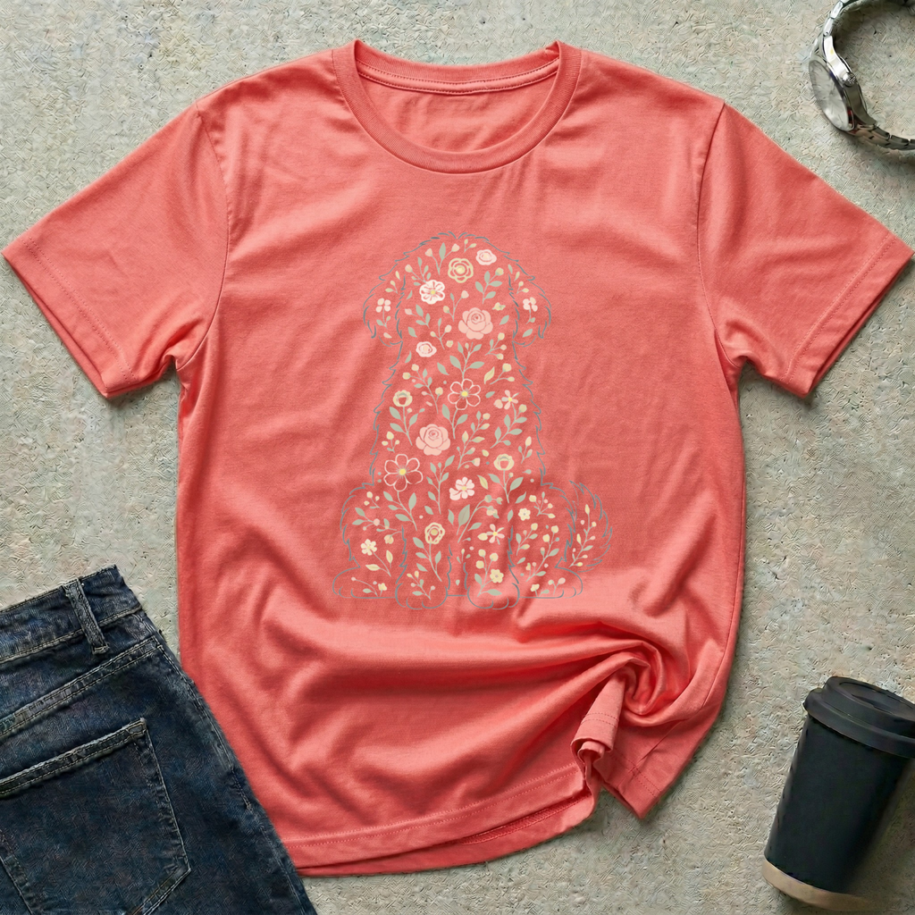 Floral Dog Silhouette T-Shirt
