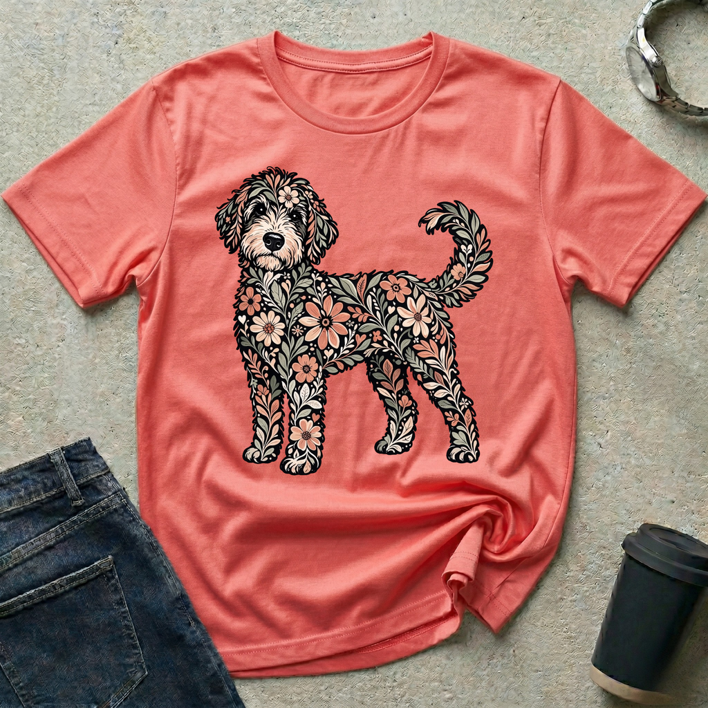 Standing Floral Bernedoodle T-Shirt