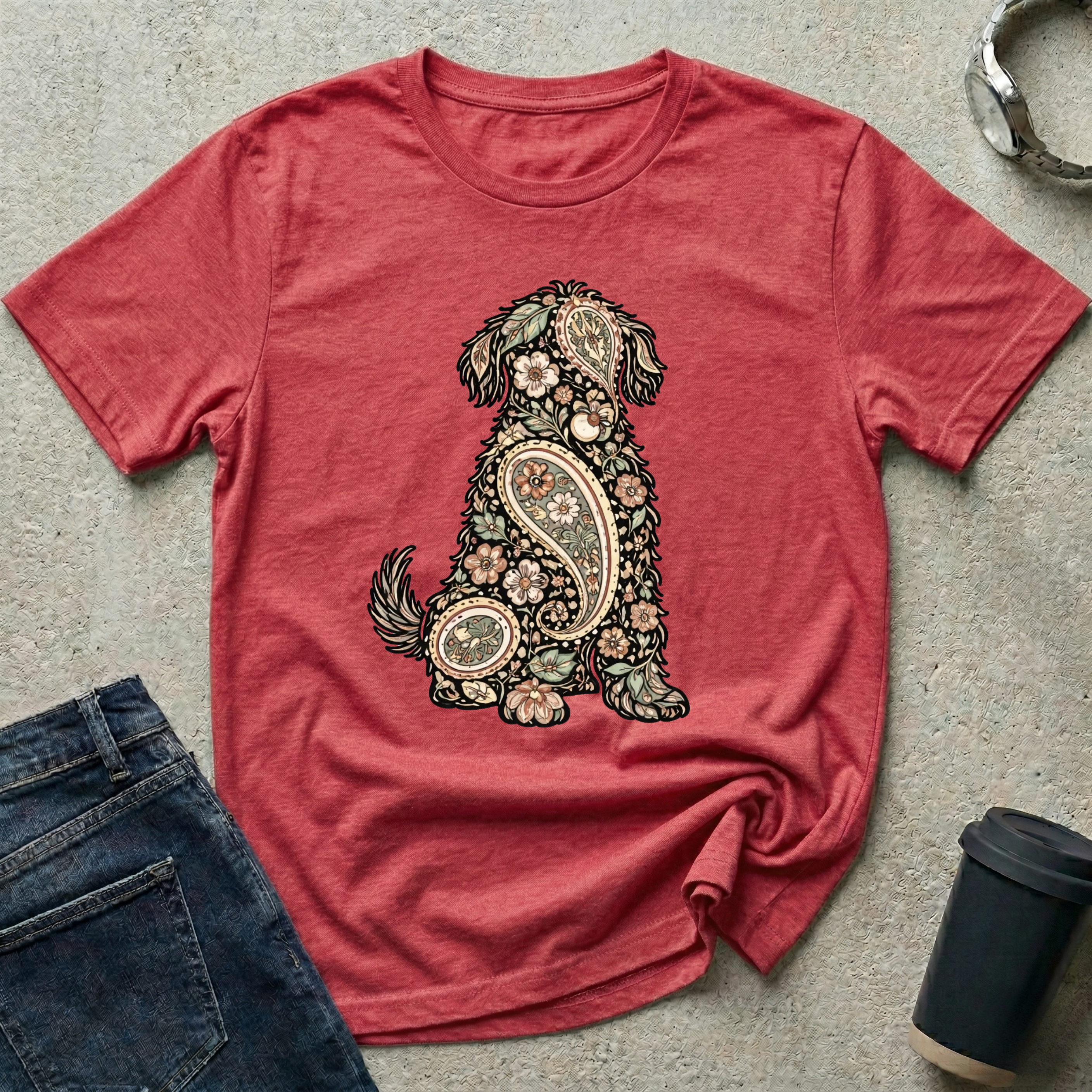 Paisley Dog Silhouette T-Shirt