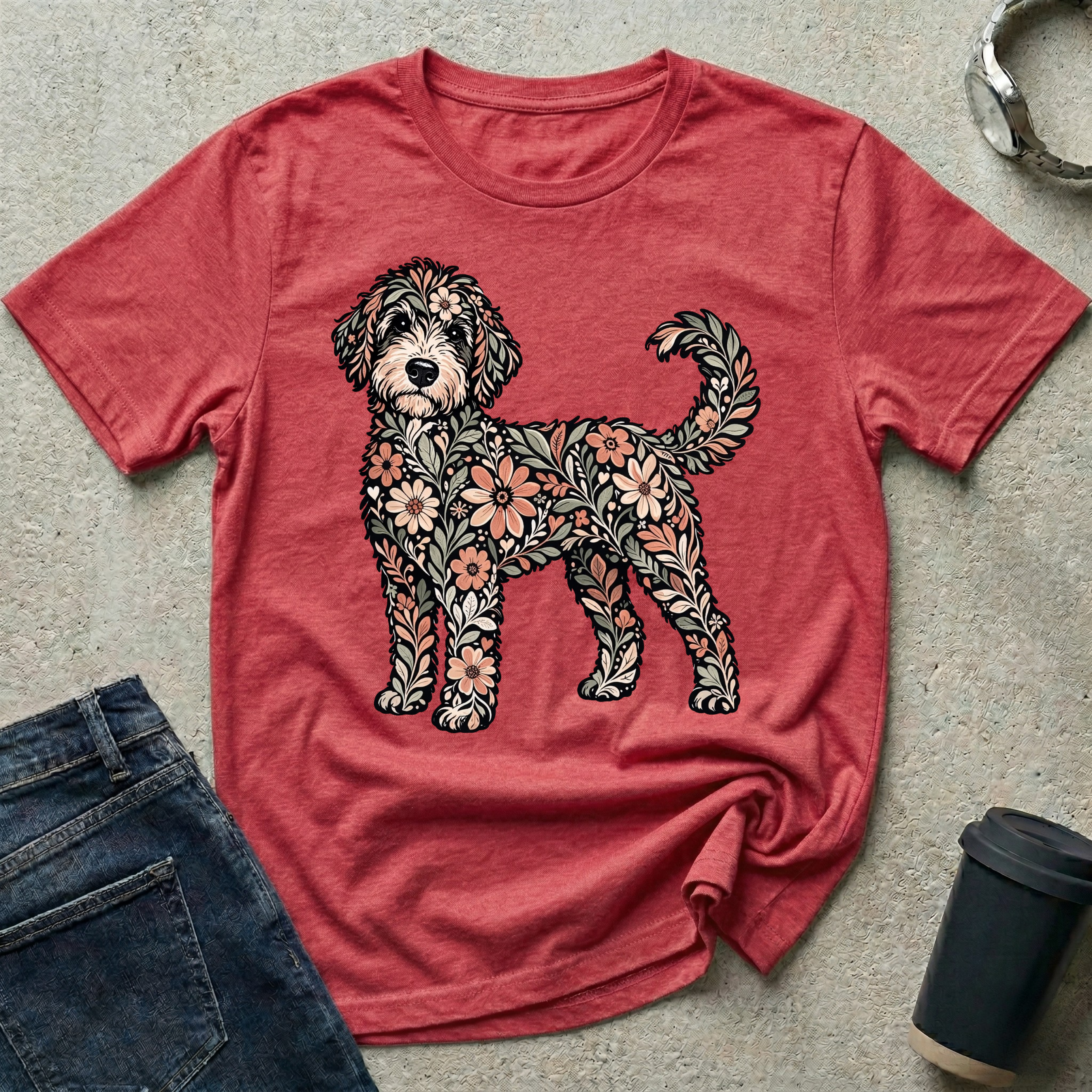 Standing Floral Bernedoodle T-Shirt