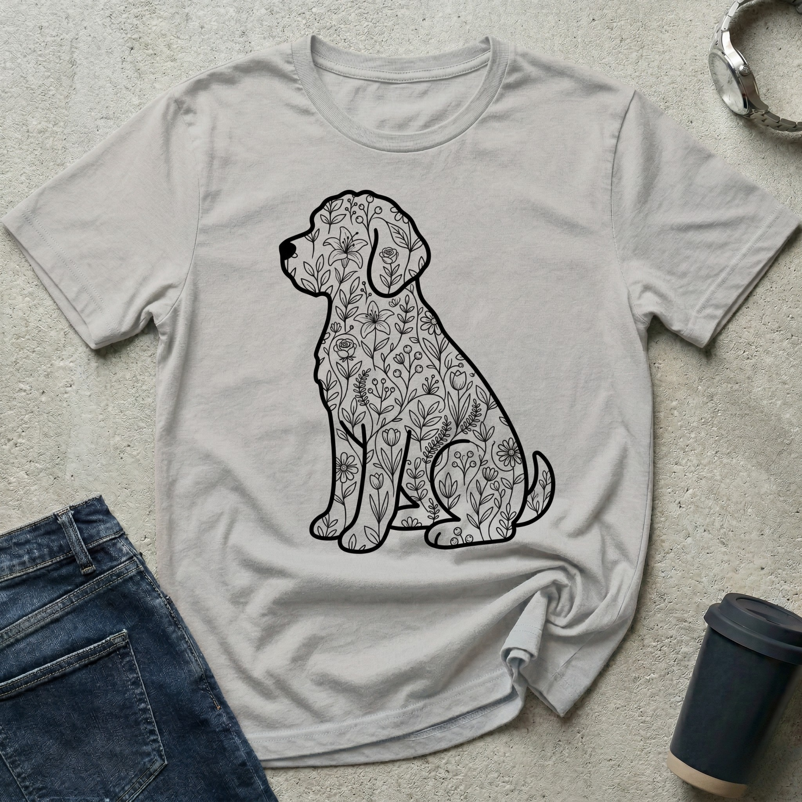 Floral Retriever Silhouette T-Shirt