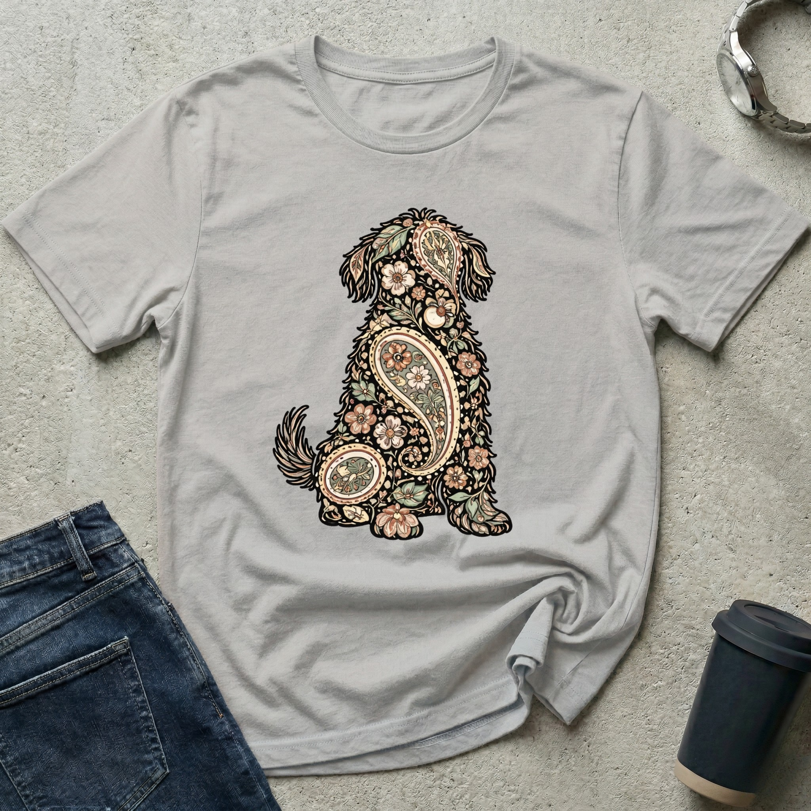 Paisley Dog Silhouette T-Shirt