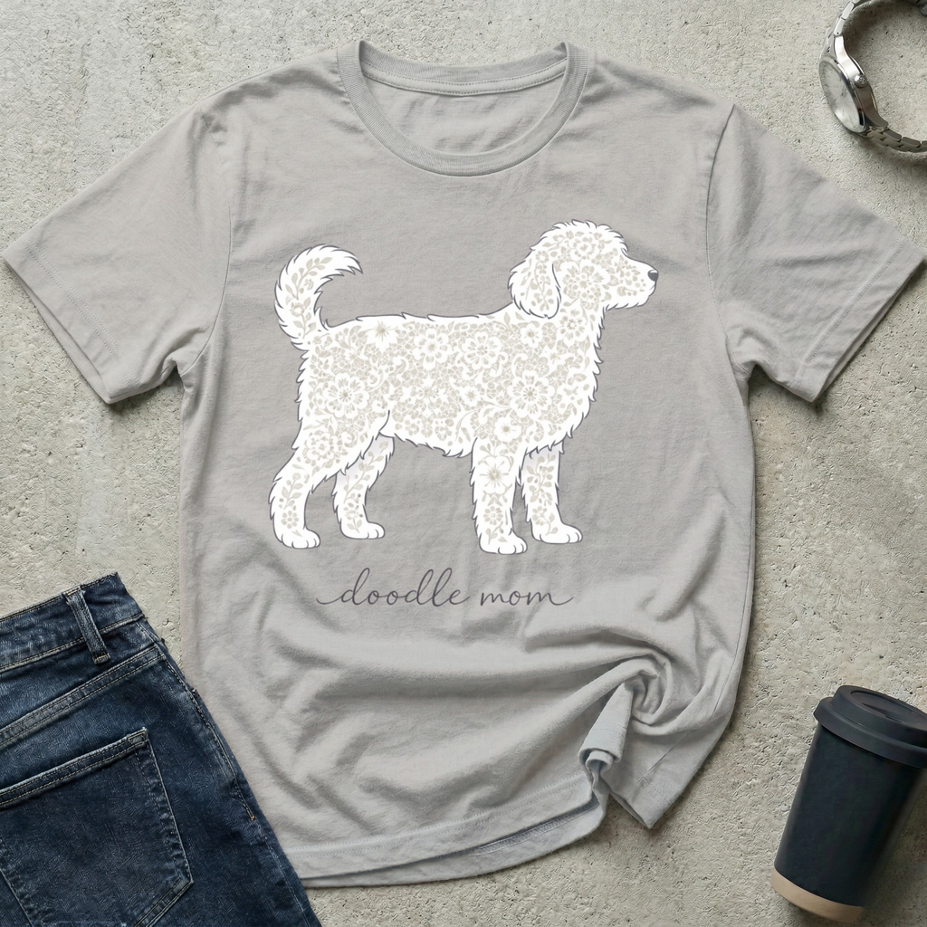 Lace Standing Doodle Mom Silhouette T-Shirt