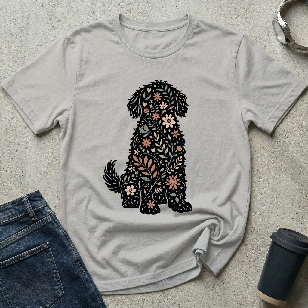 Floral Dog Silhouette T-Shirt