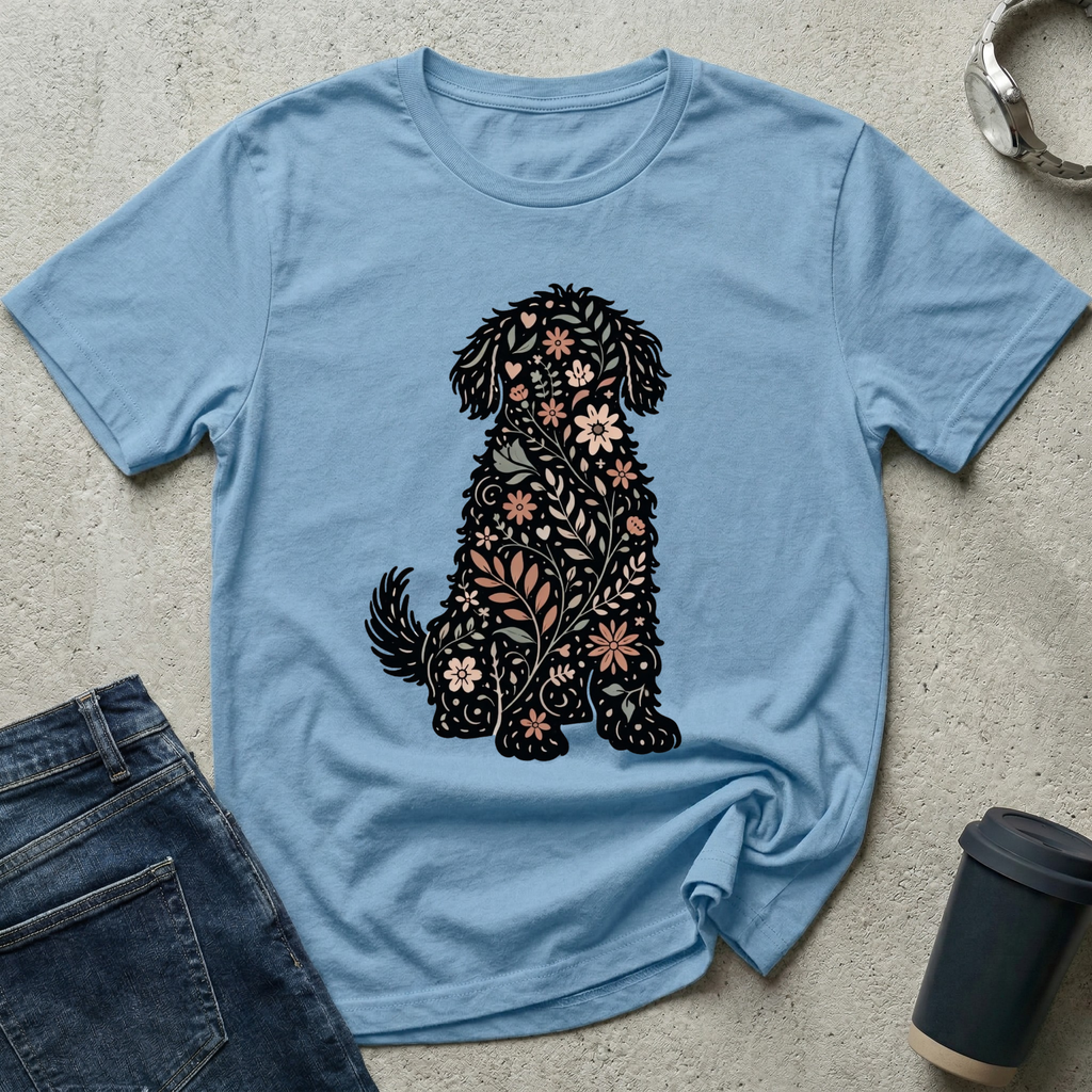 Floral Dog Silhouette T-Shirt