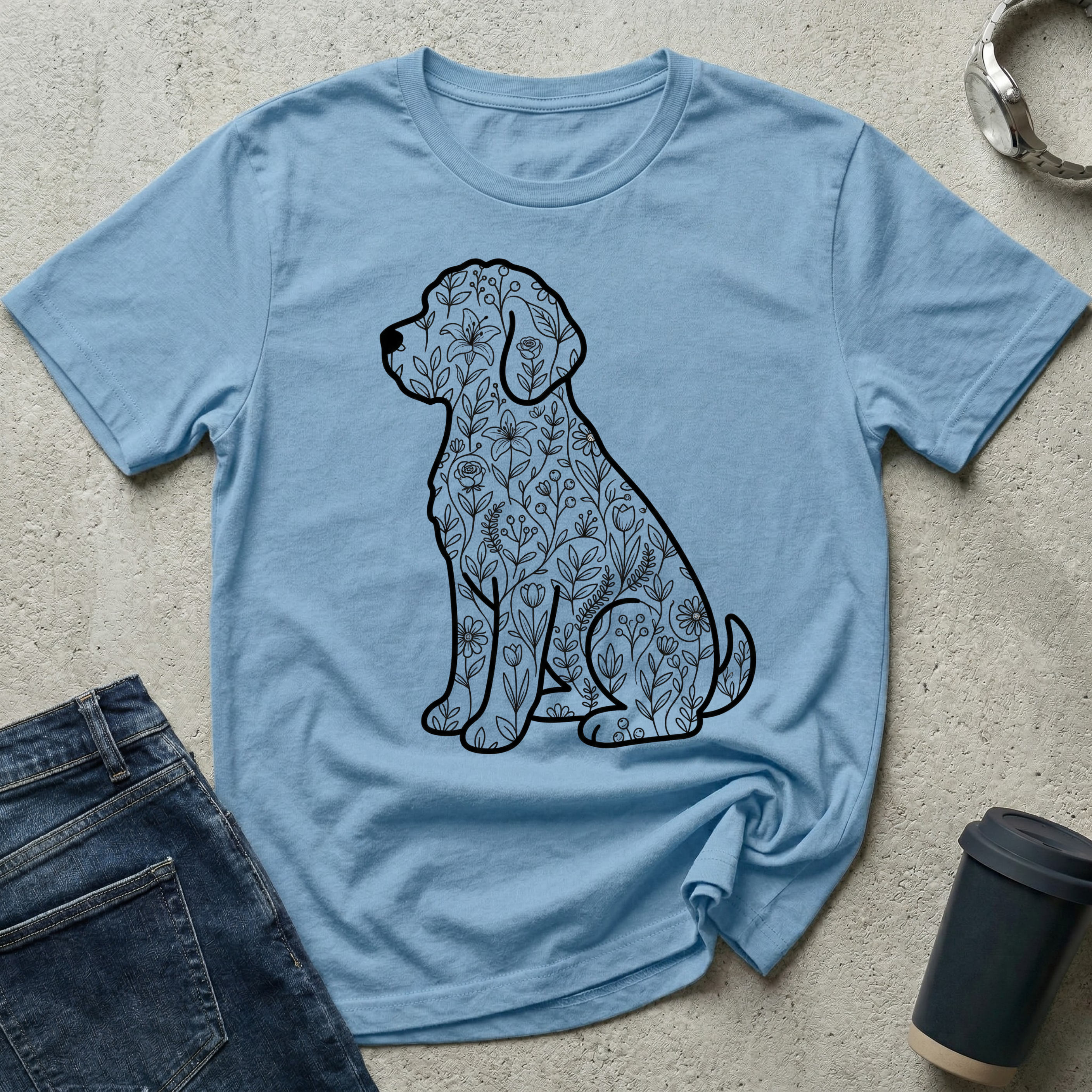 Floral Retriever Silhouette T-Shirt