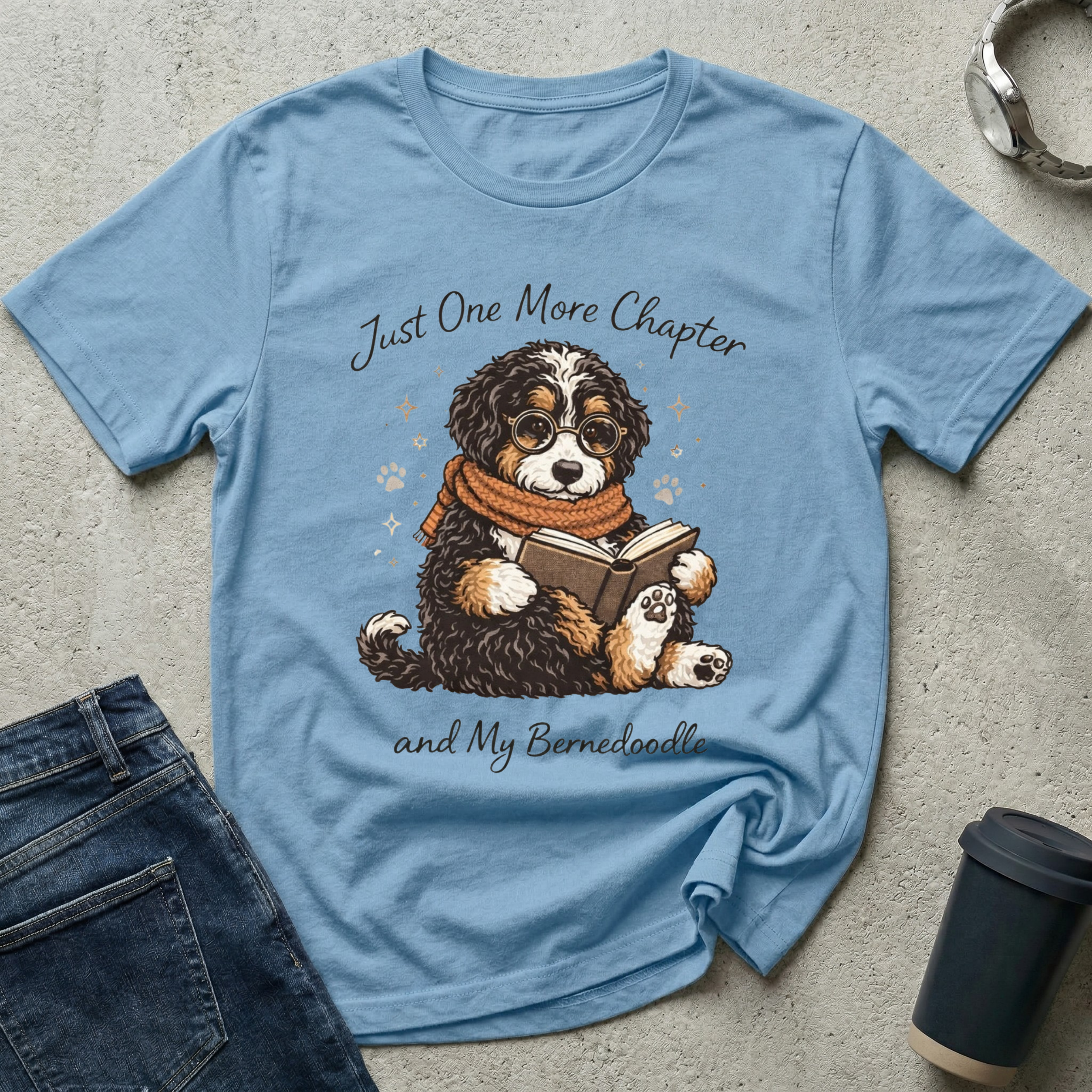 Just One More Chapter - Bernedoodle T-Shirt
