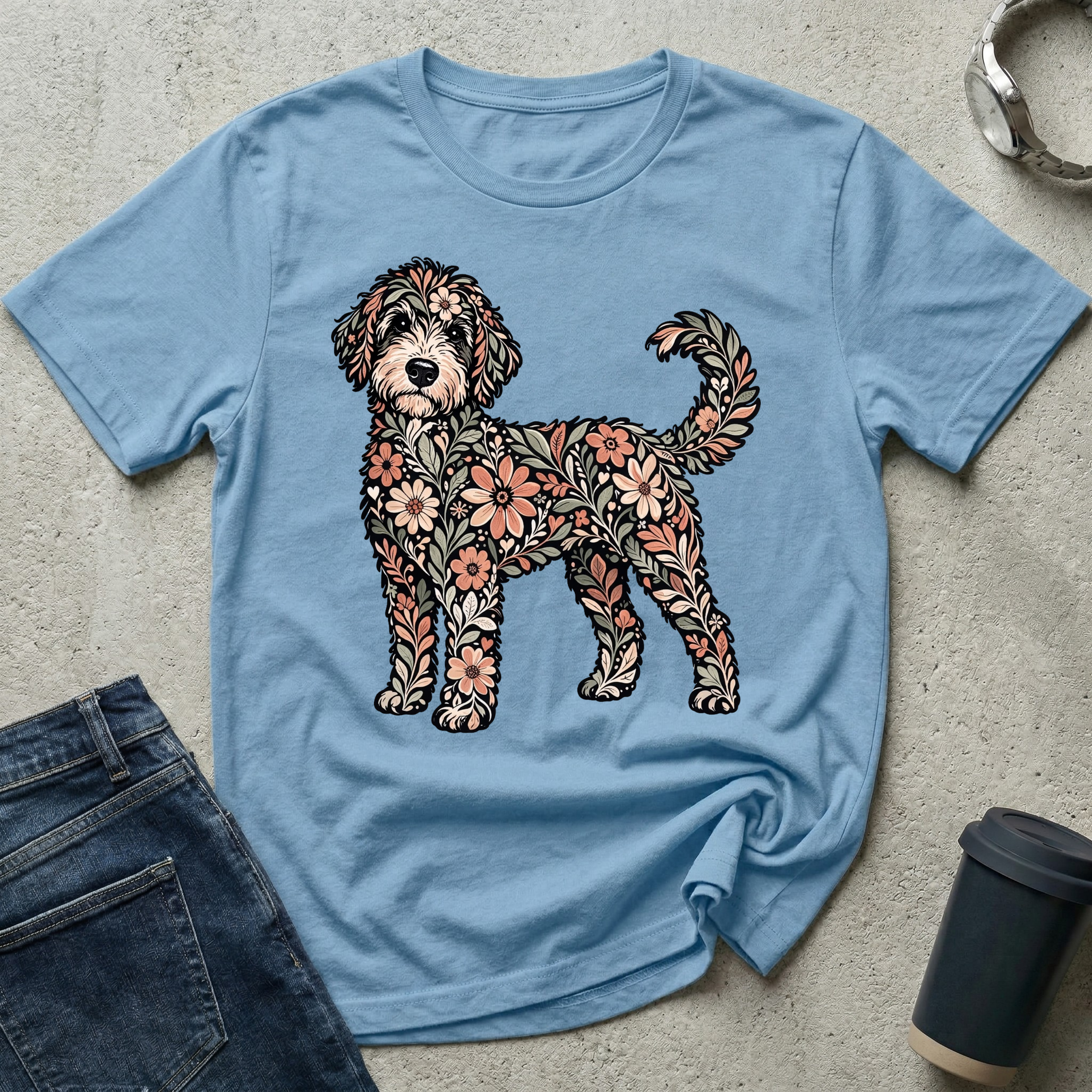 Standing Floral Bernedoodle T-Shirt