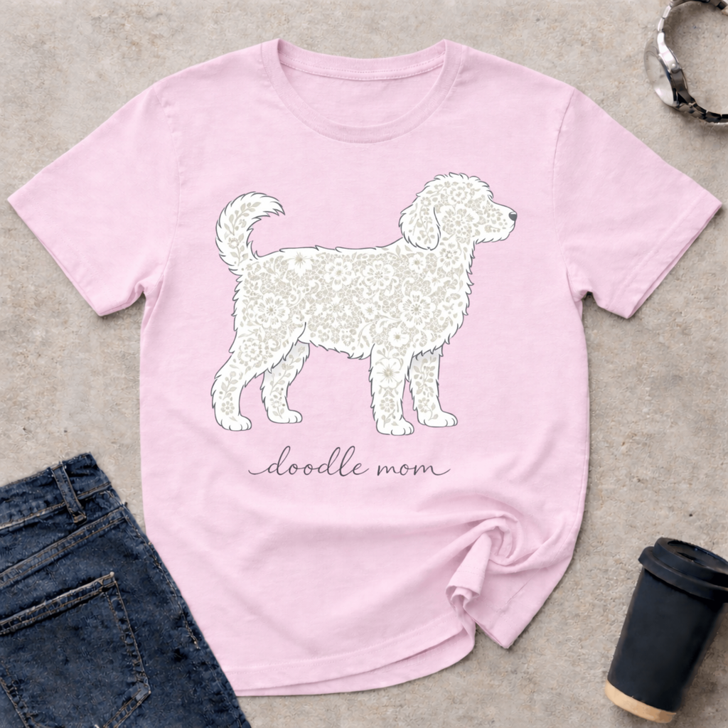 Lace Standing Doodle Mom Silhouette T-Shirt