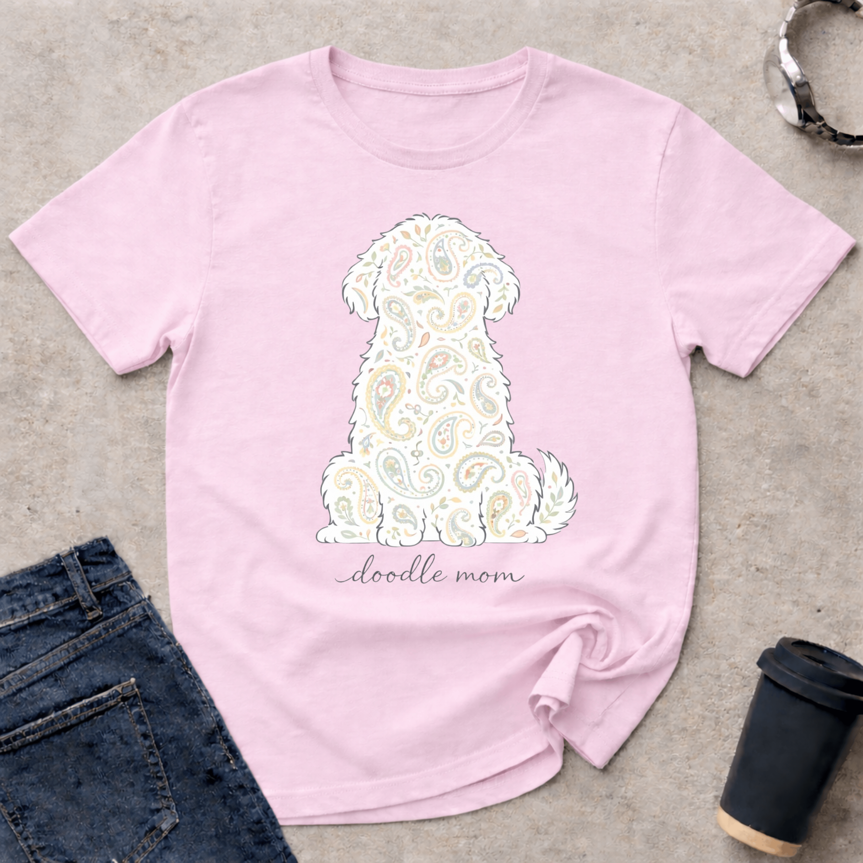 Paisley Doodle Mom Silhouette T-Shirt