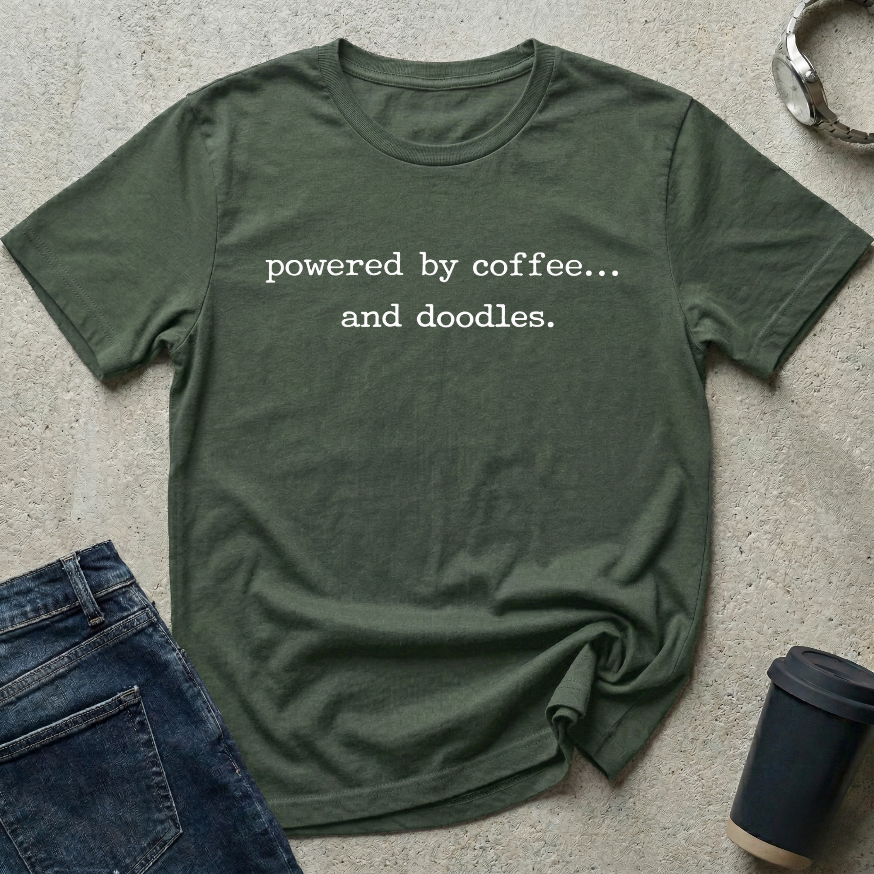 Powered by coffee...and doodles T-Shirt