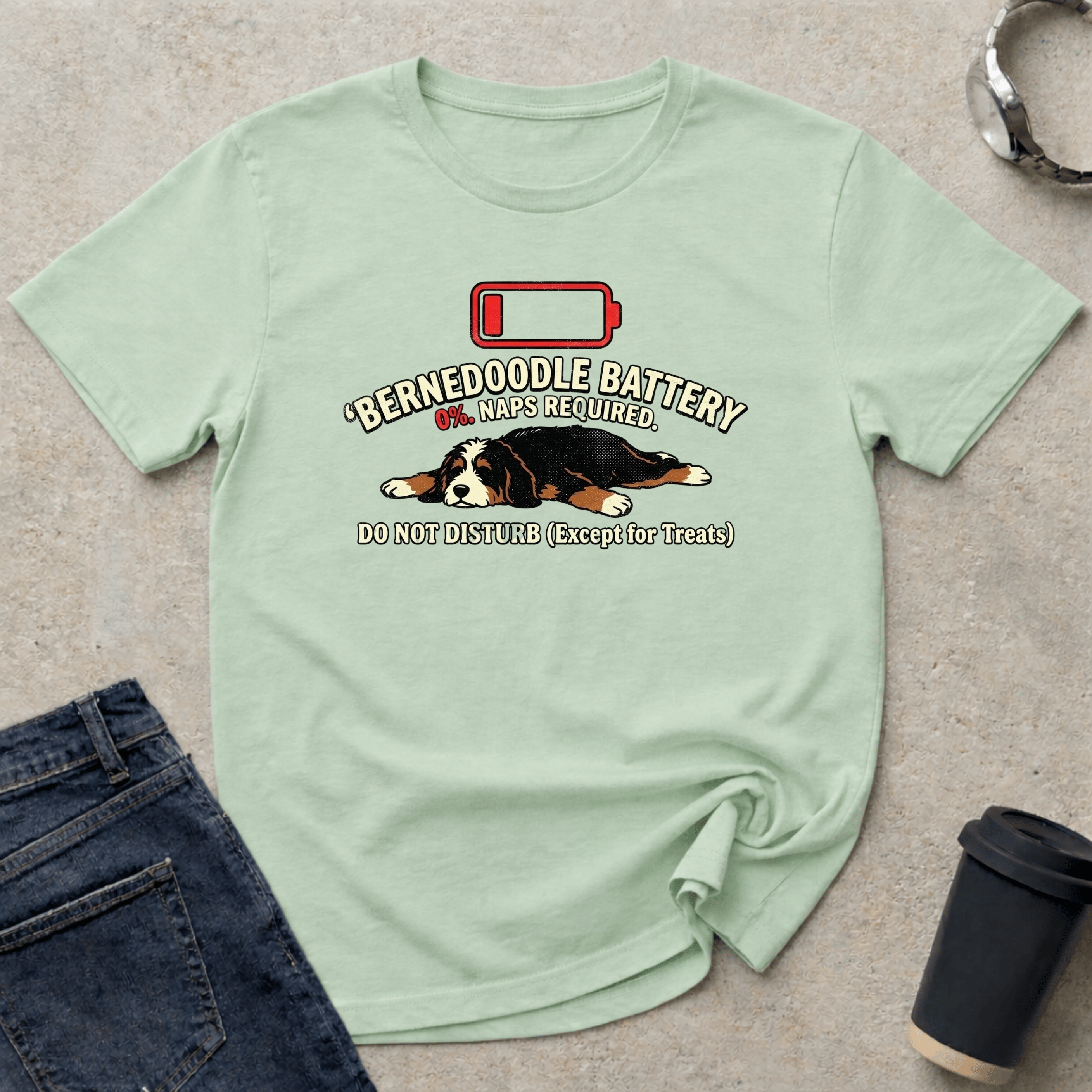 Bernedoodle Low Battery T-Shirt