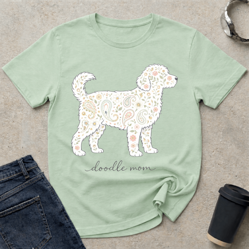 Paisley Standing Doodle Mom Silhouette T-Shirt