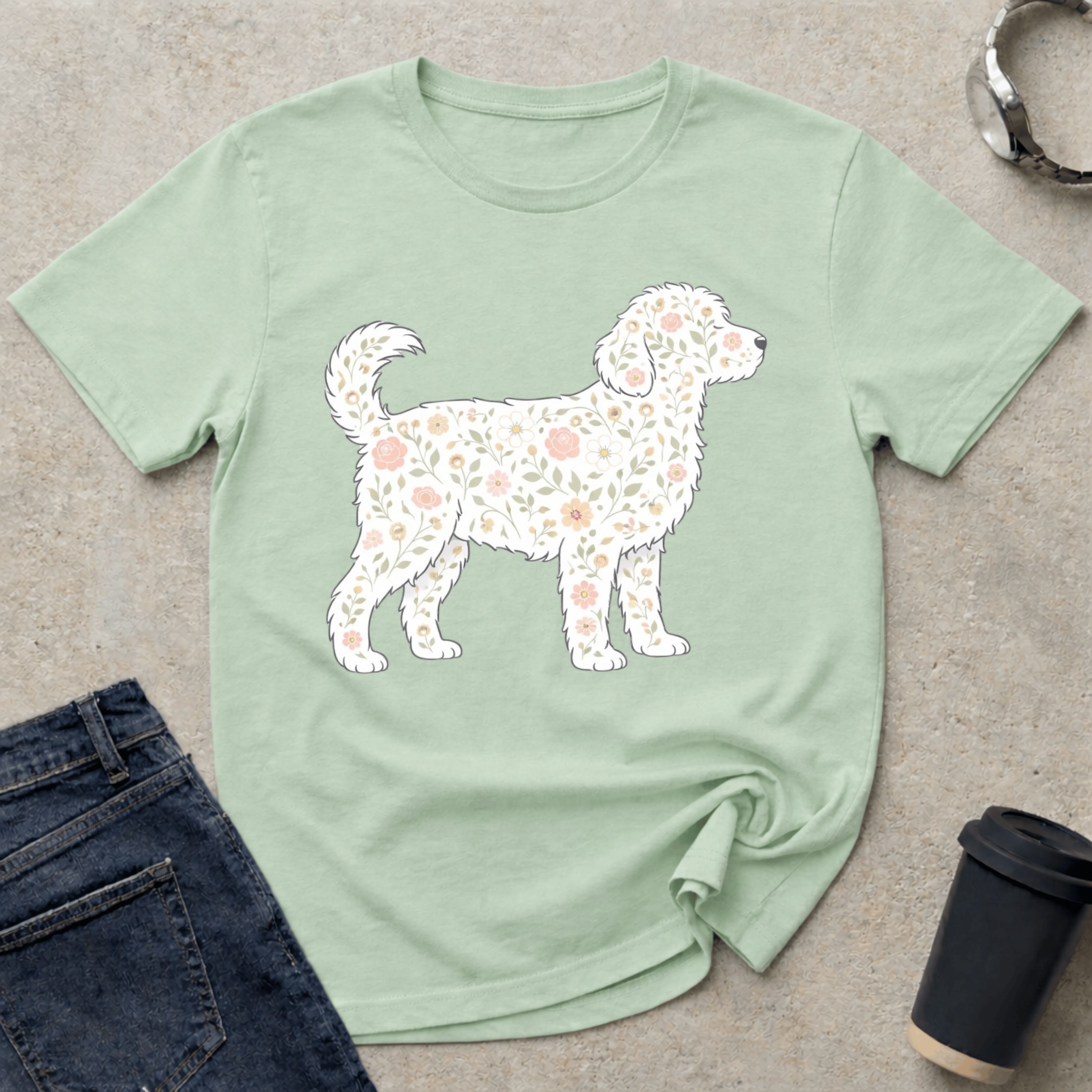 Floral Standing Doodle Silhouette T-Shirt