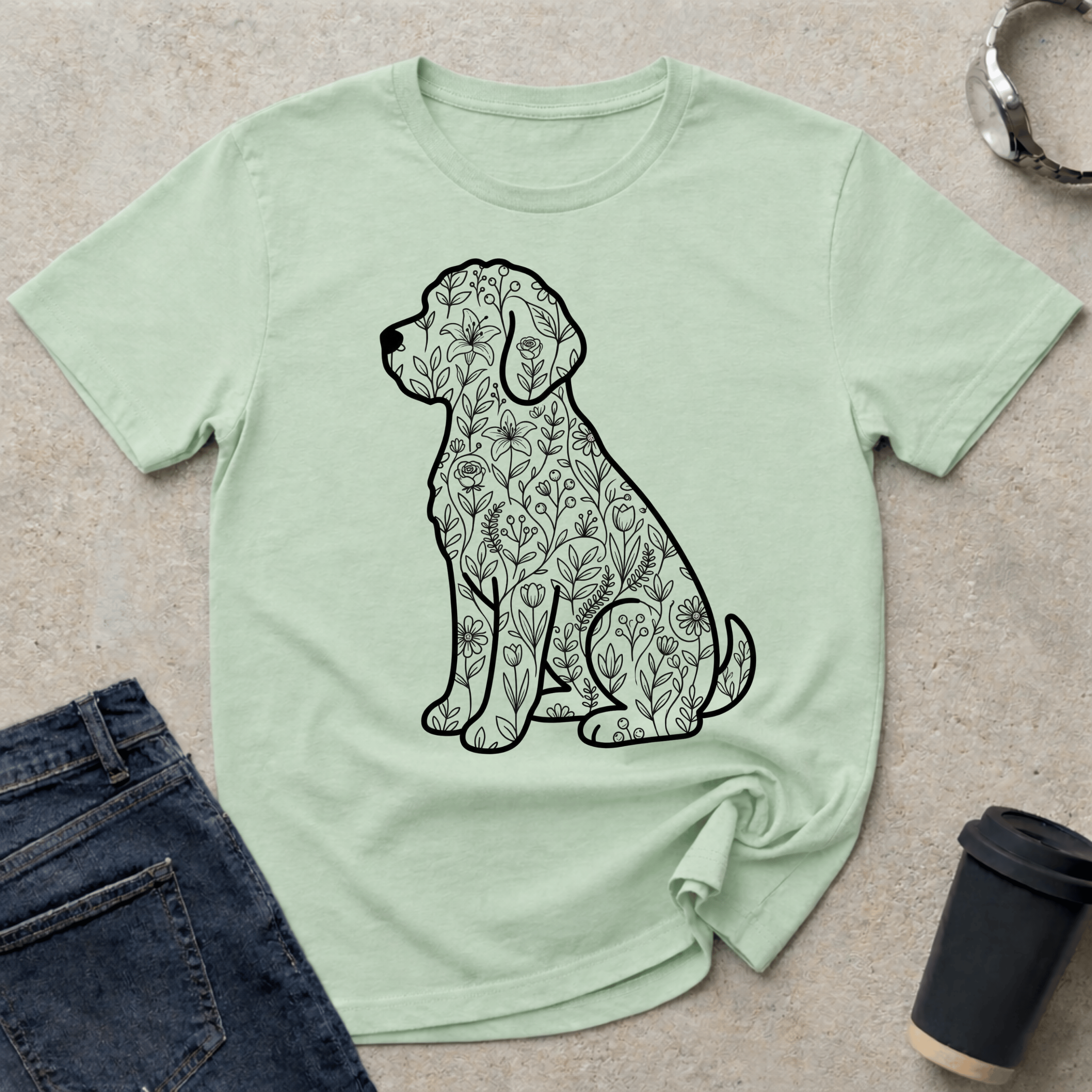 Floral Retriever Silhouette T-Shirt