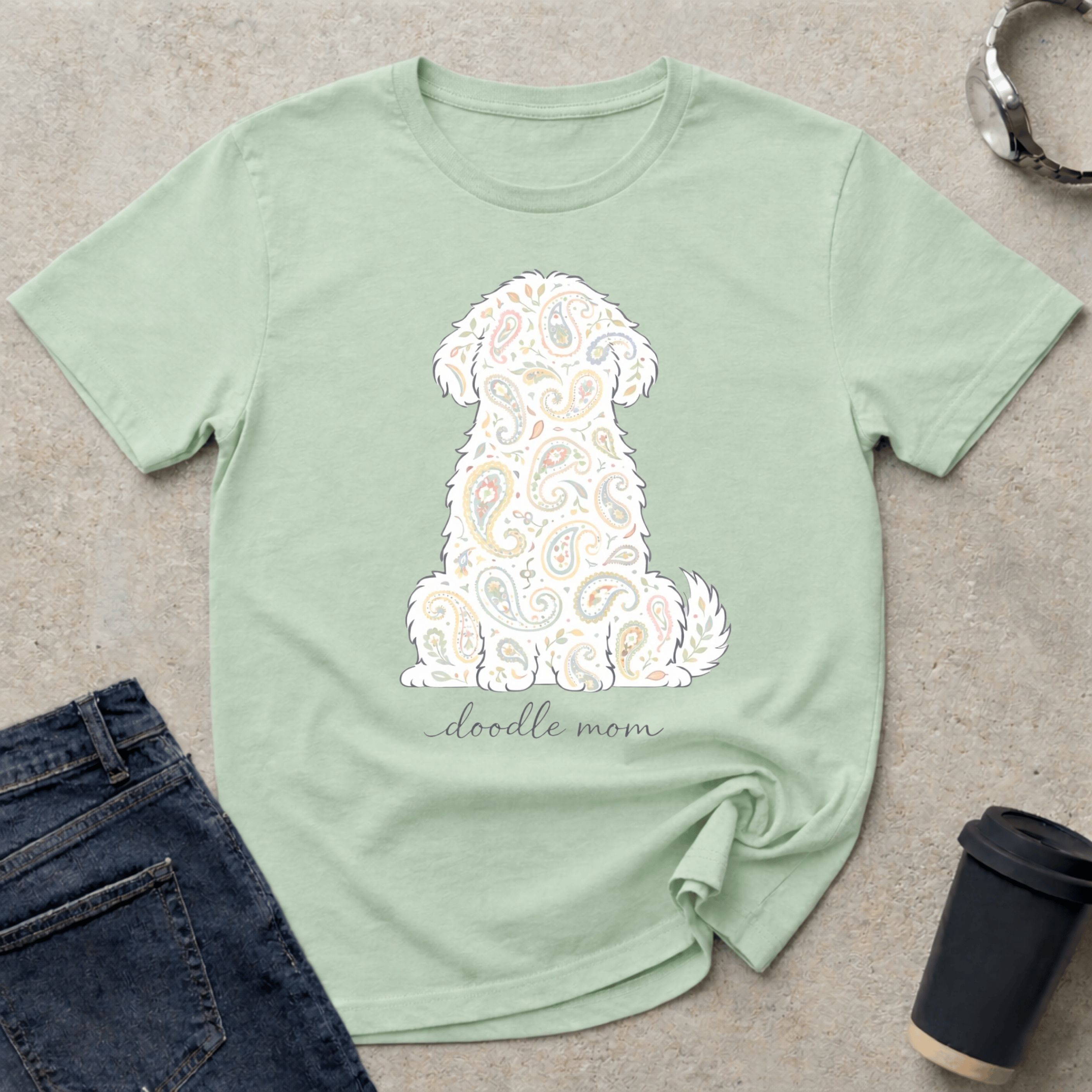 Paisley Doodle Mom Silhouette T-Shirt