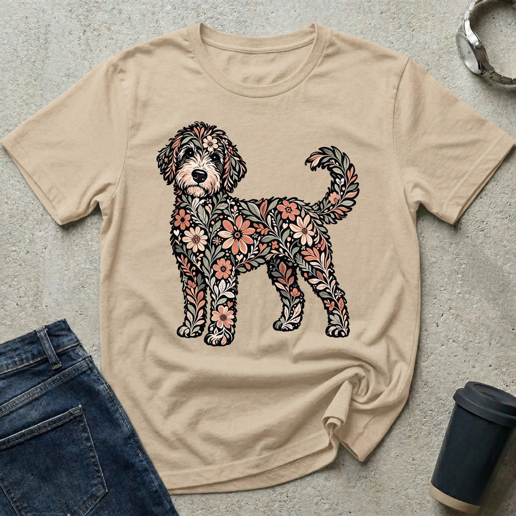 Standing Floral Bernedoodle T-Shirt