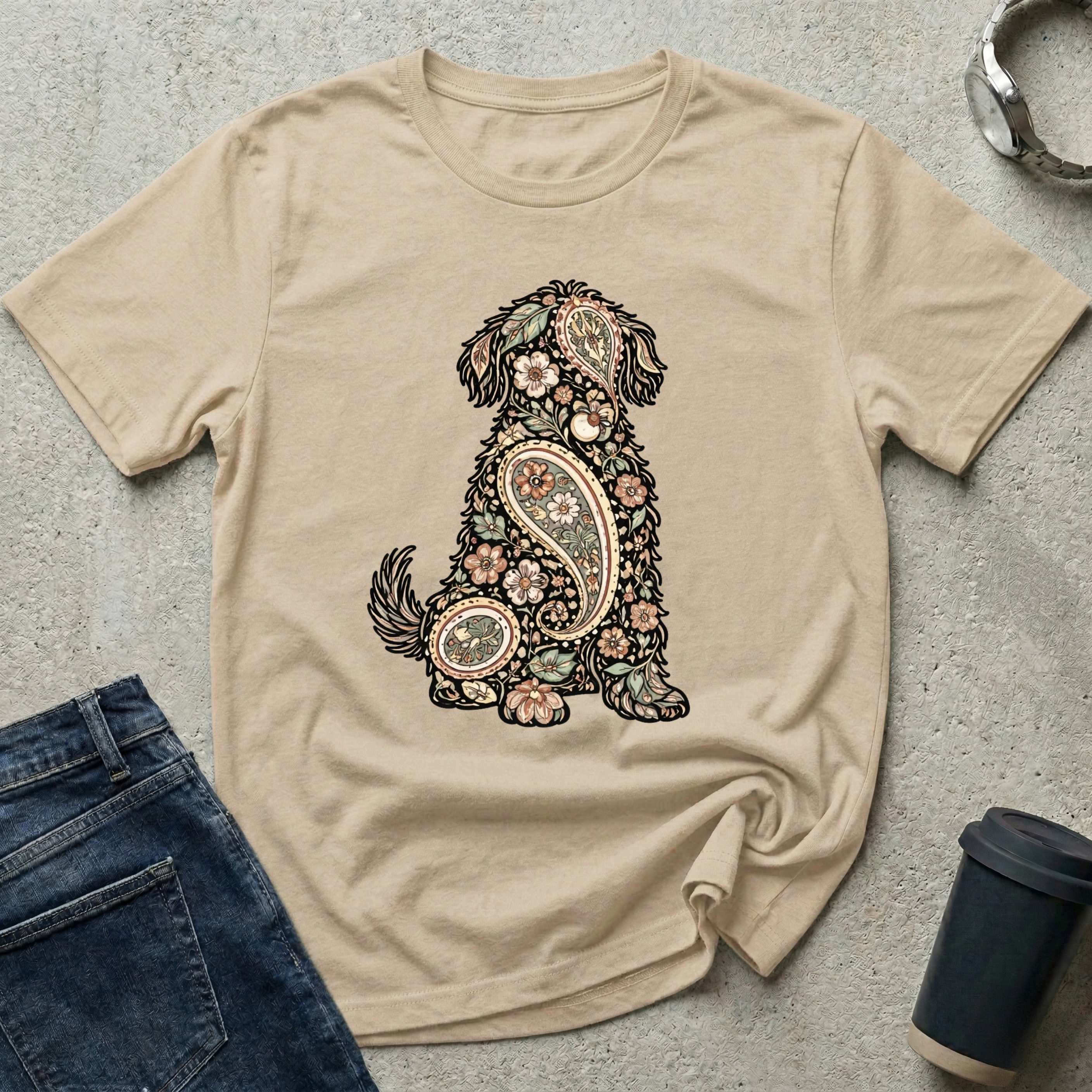 Paisley Dog Silhouette T-Shirt
