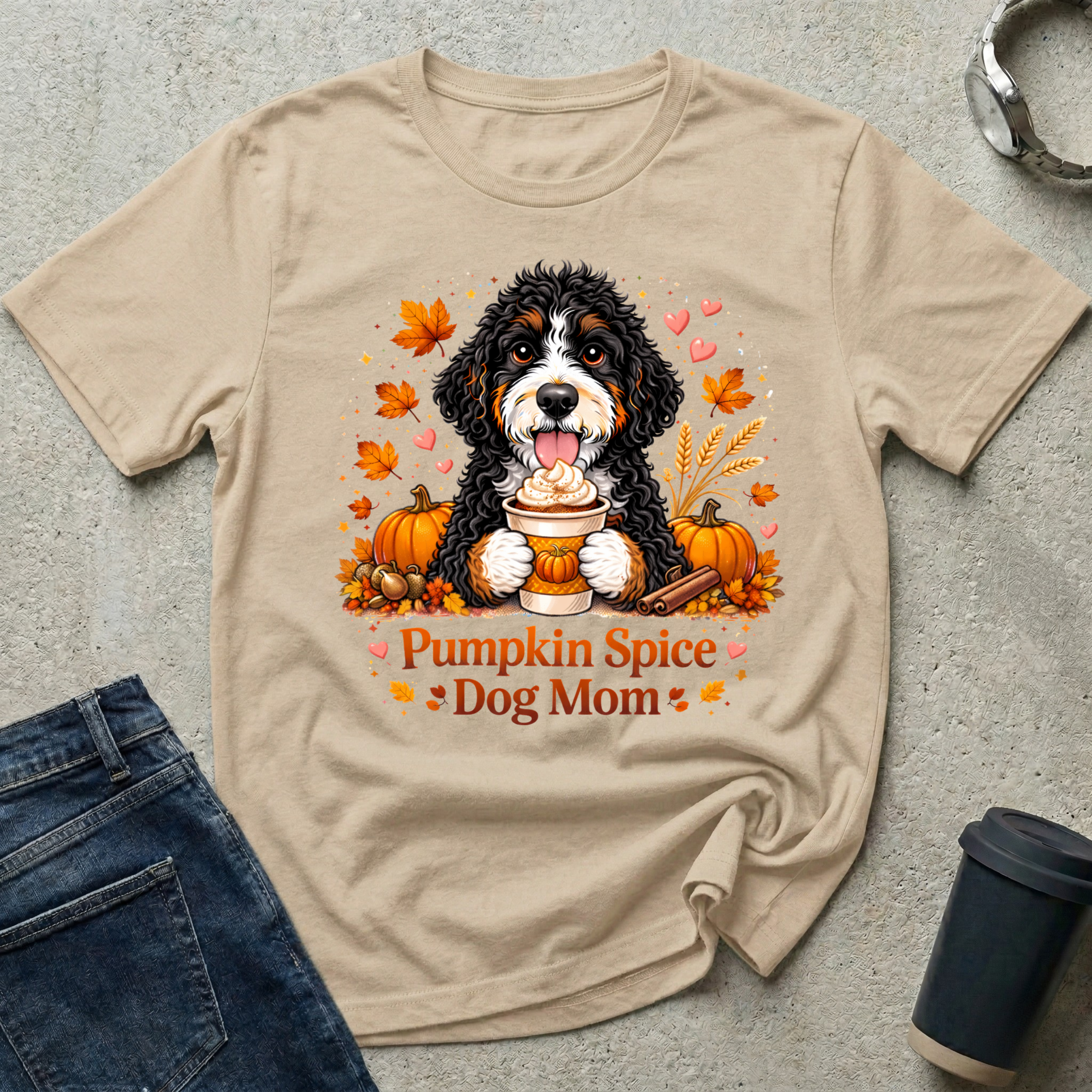 Pumpkin Spice Dog Mom T-Shirt
