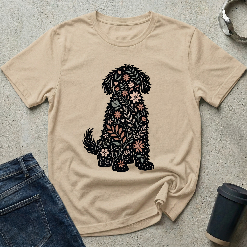 Floral Dog Silhouette T-Shirt