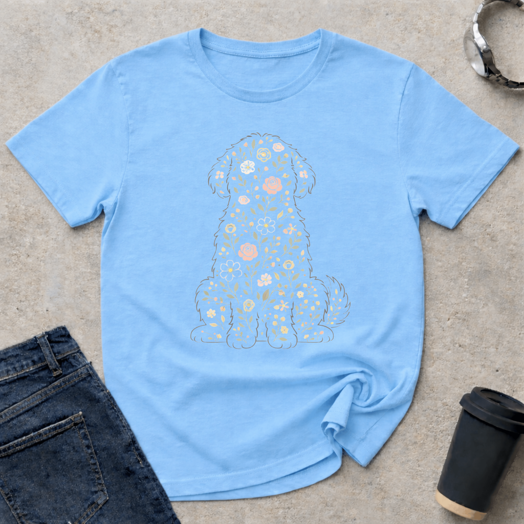 Floral Dog Silhouette T-Shirt