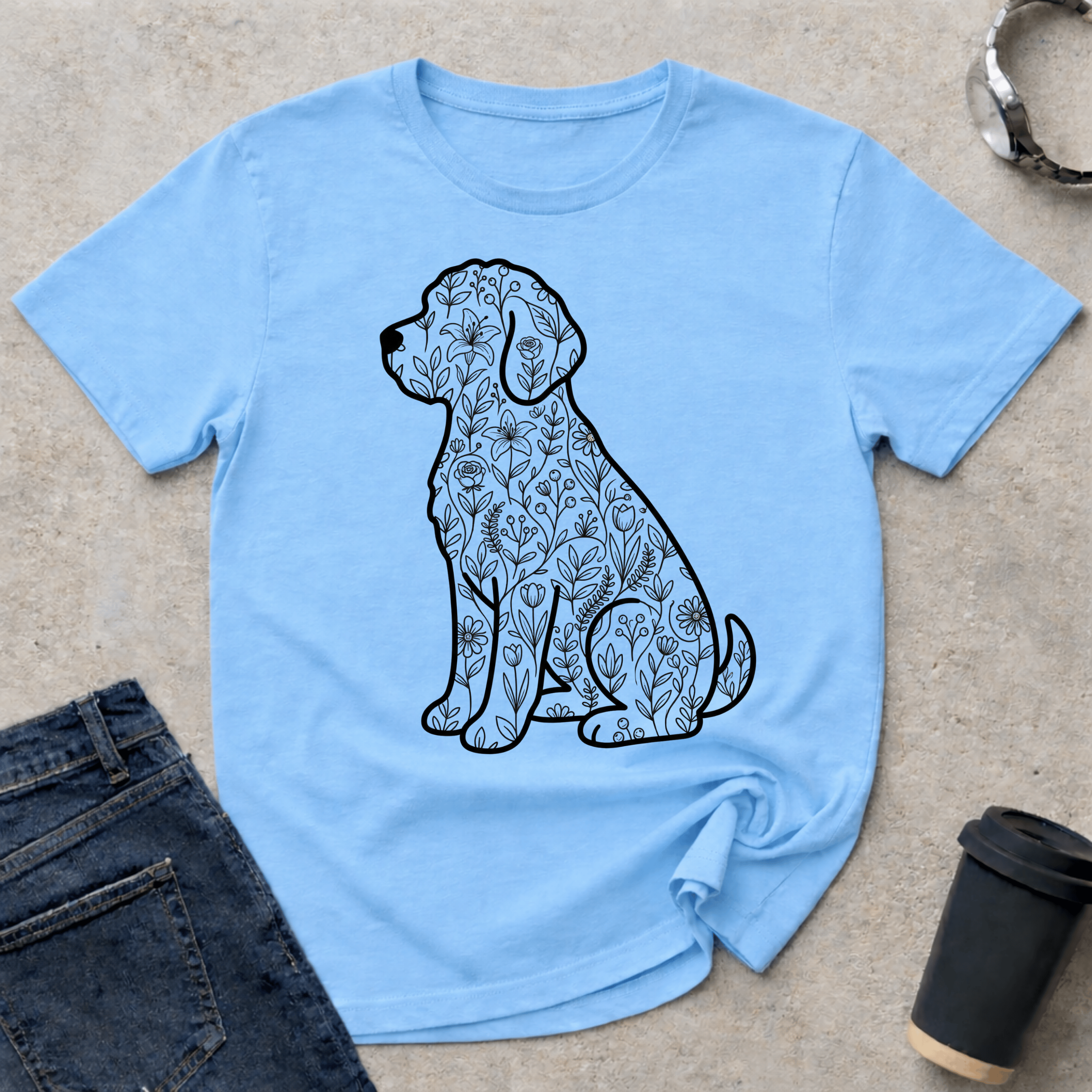 Floral Retriever Silhouette T-Shirt