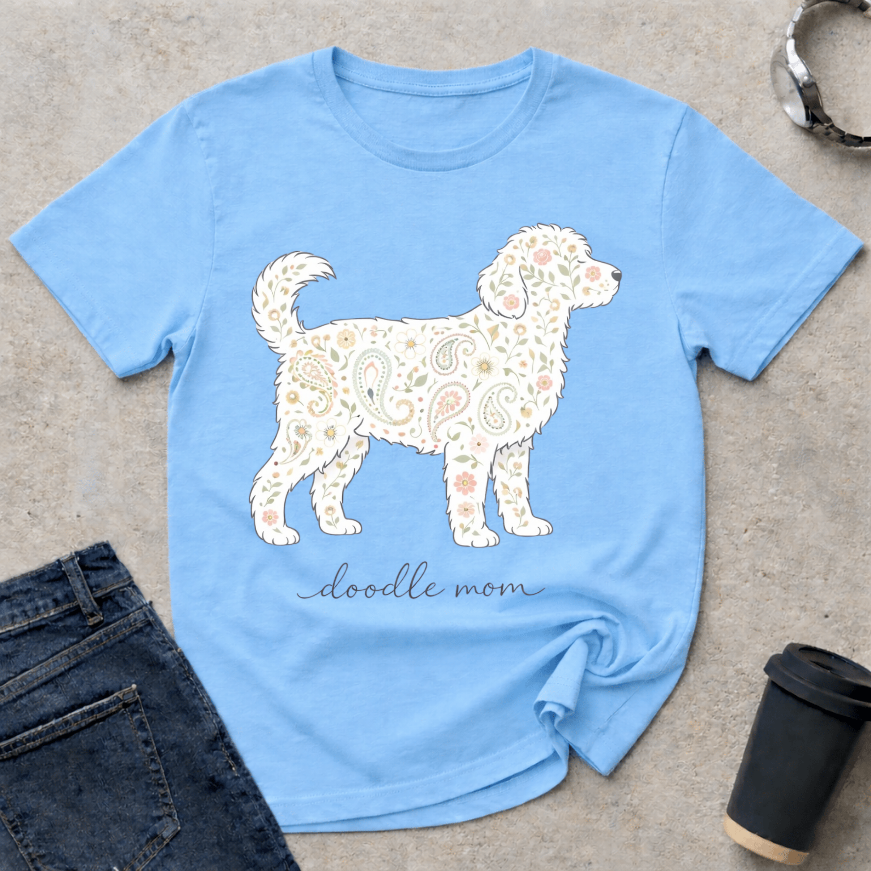 Paisley Standing Doodle Mom Silhouette T-Shirt
