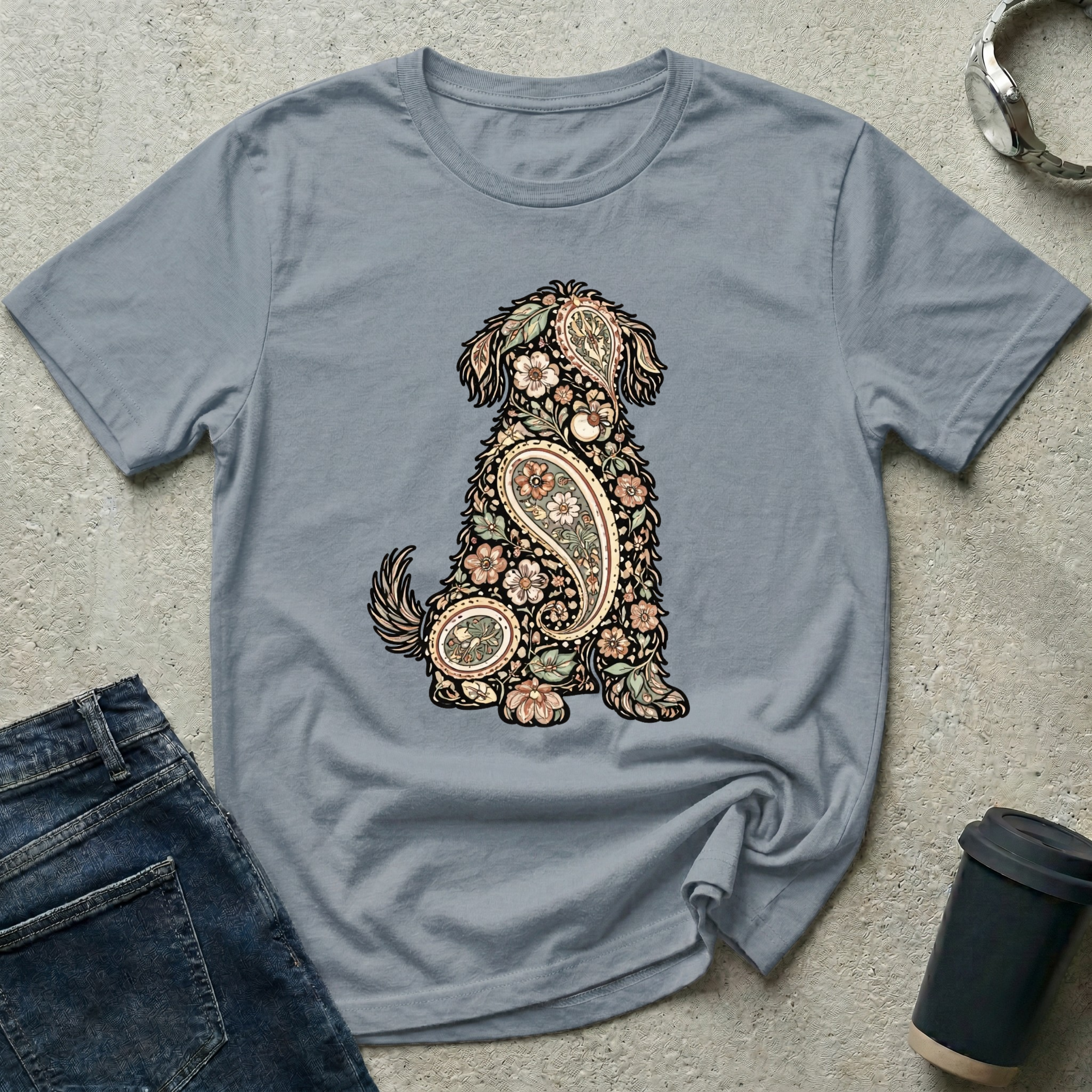 Paisley Dog Silhouette T-Shirt