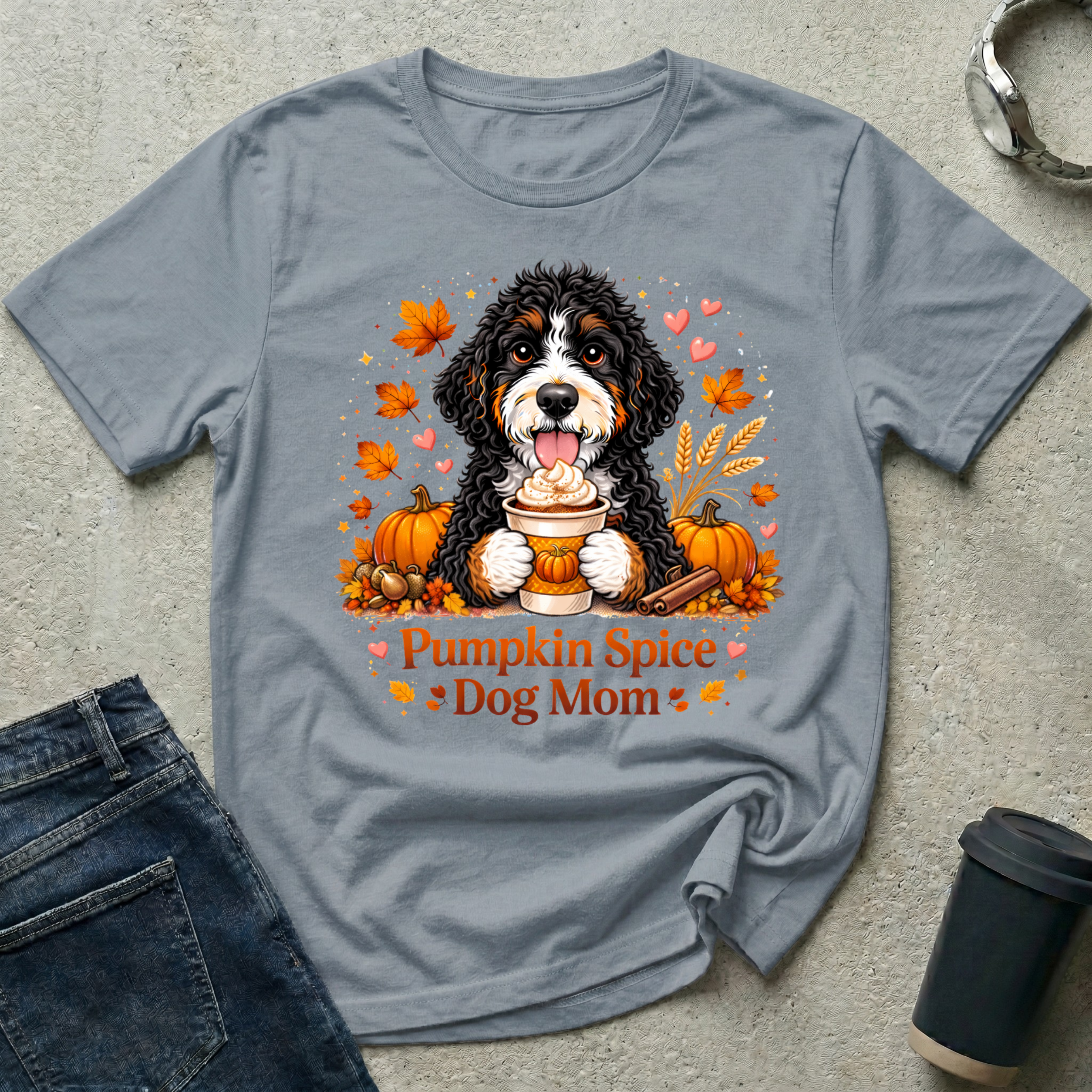 Pumpkin Spice Dog Mom T-Shirt