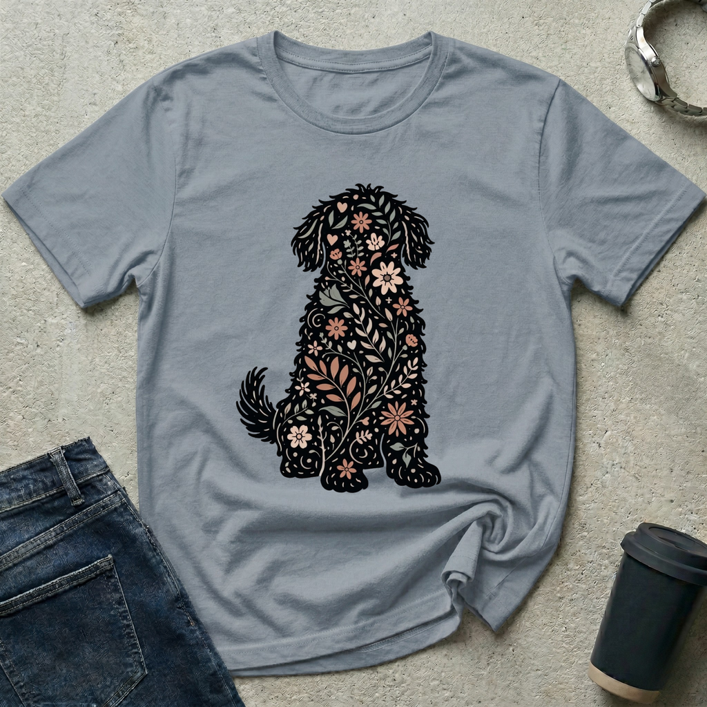 Floral Dog Silhouette T-Shirt