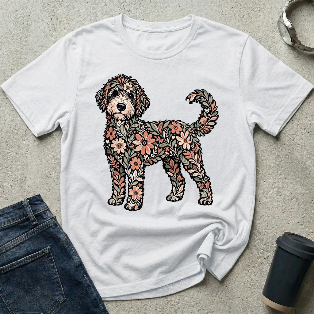 Standing Floral Bernedoodle T-Shirt