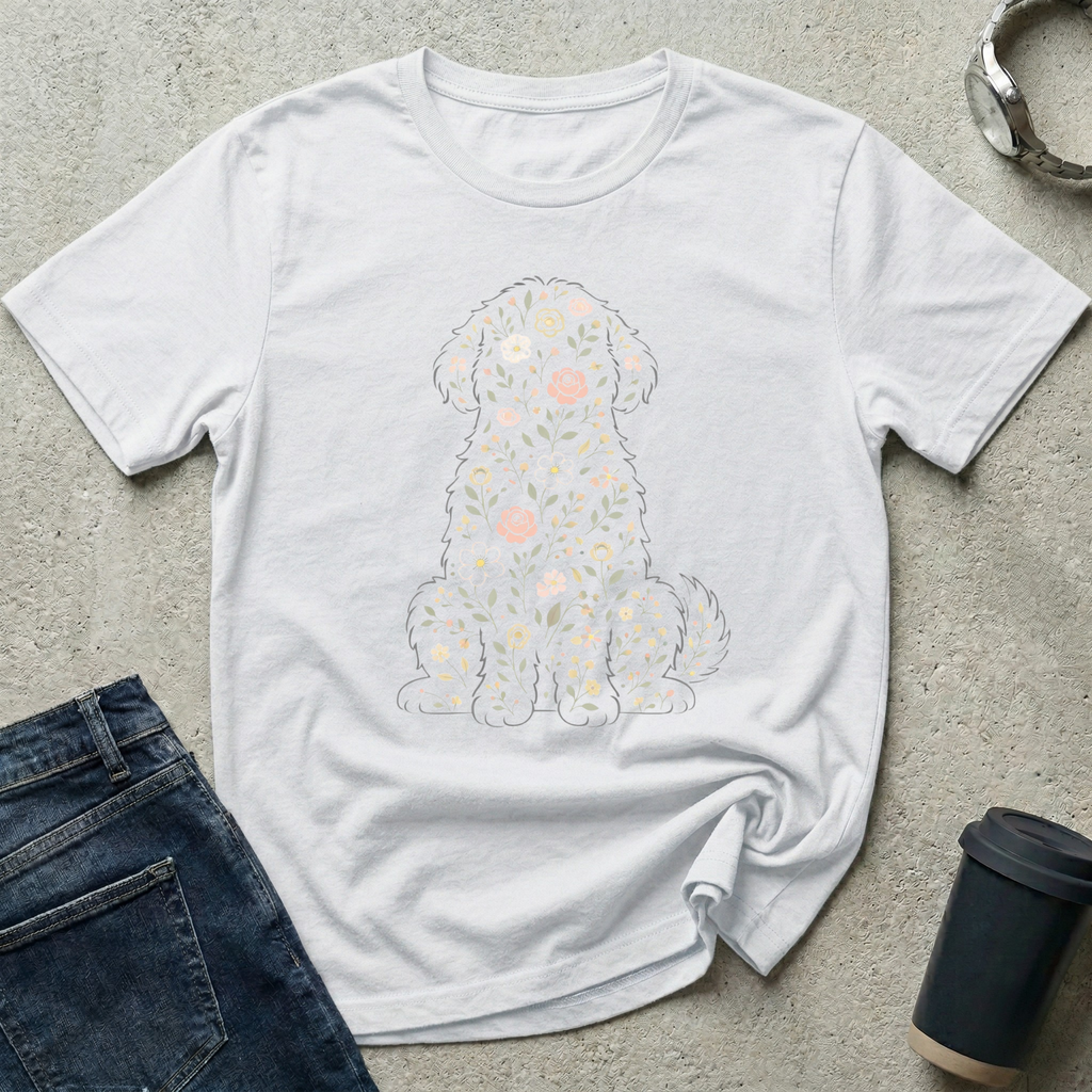 Floral Dog Silhouette T-Shirt