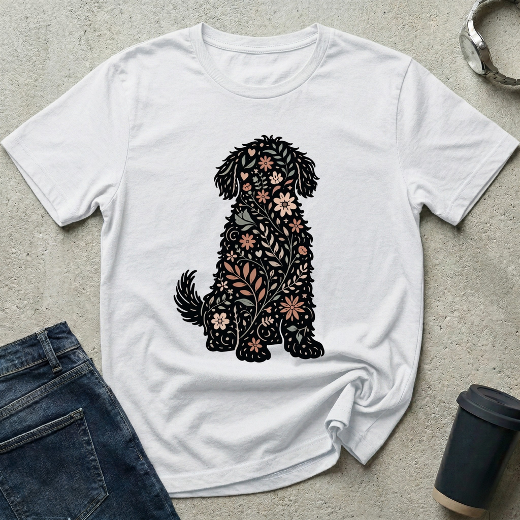 Floral Dog Silhouette T-Shirt